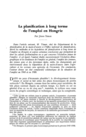 La planification à long terme de l'emploi en Hongrie