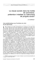 La clause sociale dans les traités de commerce: prétention irréaliste ou instrument de progrès social?