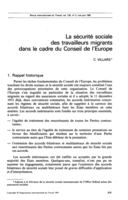 La sécurité sociale des travailleurs migrants dans le cadre du Conseil de l'Europe