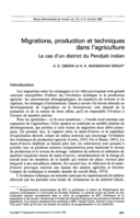 Migrations, production et techniques dans l'agriculture: le cas d' un district du Pendjab indien