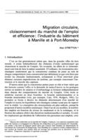 Migration circulaire, cloisonnement du marché de l'emploi et efficience: l'industrie du bâtiment à Manille et à Port-Moresby