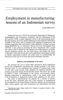 Employment in manufacturing: lessons of an Indonesian survey