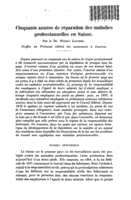 Cinquante années de réparation des maladies professionnelles en Suisse