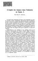 L'emploi des femmes dans l'industrie au Japon: I