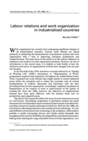 Labour relations and work organization in industrialized countries