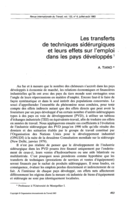 Les transferts de techniques sidérurgiques et leurs effets sur l'emploi dans les pays développés