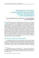 Suppressions d'emplois et licenciements économiques: mesures de prévention et de compensation