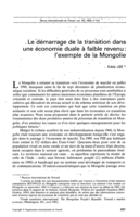 Le démarrage de la transition dans une économie duale à faible revenu: l'exemple de la Mongolie
