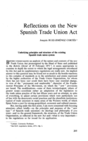 Reflections on the new Spanish trade union act