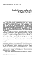 Les incidences sur l'emploi du Cycle d'Uruguay