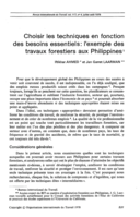 Choisir les techniques en fonction des besoins essentiels: l'exemple des travaux forestiers aux Philippines