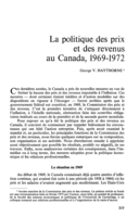 La politique des prix et des revenus au Canada, 1969-1972