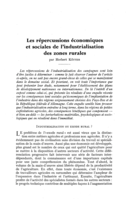 Les répercussions économiques et sociales de l'industrialisation des zones rurales