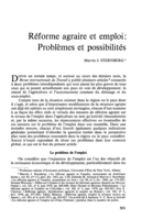 Reforme agraire et emploi: problèmes et possibilités