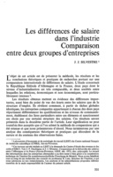 Les différences de salaire dans l'industrie: comparaison entre deux groupes d'entreprises