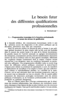 Le besoin futur des différentes qualifications professionnelles
