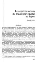 Les aspects sociaux du travail par équipes au Japon