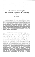 Vocational training in the Federal Republic of Germany
