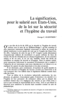 La signification, pour le salarié aux Etats-Unis, de la loi sur la sécurité et l'hygiène du travail