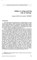 Safety in mines and the role of training