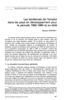 Les tendances de l'emploi dans les pays en développement pour la période 1960-1980 et au-delà
