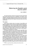 Reforming the Swedish social security system