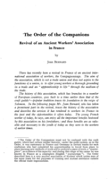 The order of companions: revival of an ancient workers' association in France