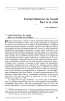 L'administration du travail face à la crise
