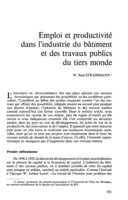 Emploi et productivité dans l'industrie du bâtiment et des travaux publics du tiers monde