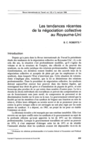 Les tendances récentes de la négociation collective au Royaume-Uni