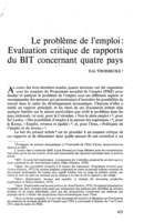Le problème de l'emploi: évaluation critique de rapports du BIT concernant quatre pays