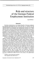 Role and structure of the German Federal Employment Institution
