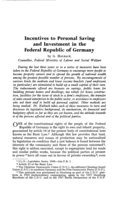 Incentives to personal saving and investment in the federal Republic of Germany