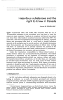 Hazardous substances and the right to know in Canada