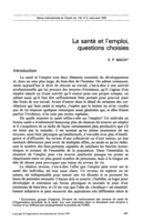 La santé et l'emploi, questions choisies