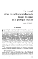 Le travail et les travailleurs intellectuels devant les idées et la pratique sociales
