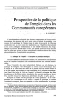 Prospective de la politique de l'emploi dans les Communautés européennes