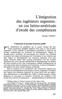 L'émigration des ingénieurs argentins: un cas latino-américain d' exode des compétences