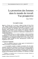 La promotion des femmes dans le monde du travail: vue prospective