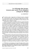 Le chômage des jeunes: innover pour sortir d'une situation critique en Afrique