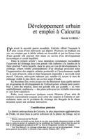 Développement urbain et emploi à Calcutta