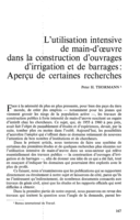 L'utilisation intensive de main-d'oeuvre dans la construction d' ouvrages d'irrigation et de barrages: apercu de certaines recherches