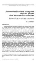 La discrimination ouverte ou déguisée contre les femmes dans les conventions collectives: conclusions d'une enquête autrichienne