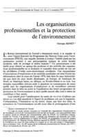 Les organisations professionnelles et la protection de l'environnement