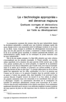 La «technologie appropriée» est devenue majeure: quelques ouvrages et déclarations de principes récents sur l'aide au développement