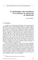 La participation des travailleurs et la politique du personnel au Danemark