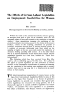 The effects of German labour legislation on employment possibilities for women