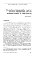 Diversificar el trabajo de las mujeres: condición indispensable para una auténtica igualdad de oportunidades