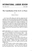 The contribution of the I.L.O. to peace