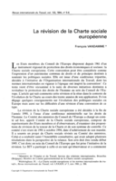 La révision de la Charte sociale européenne
